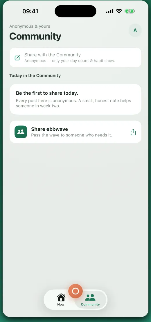 ebbwave anonymous community screen